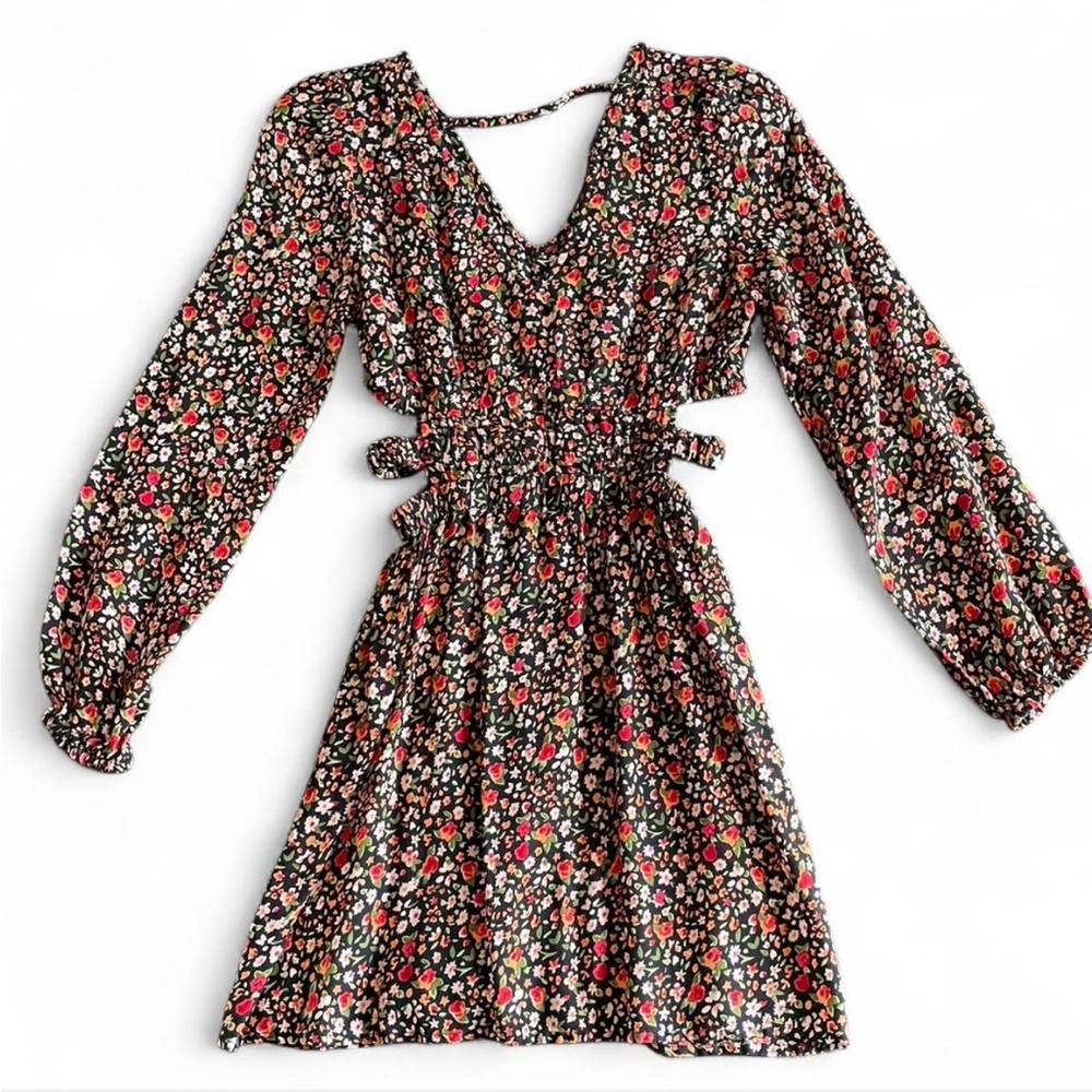 Jolie & Joy Floral Cut-out Mini Dress
